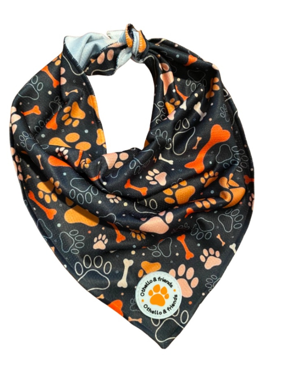 Black and Orange Paw Print Dog Bandana